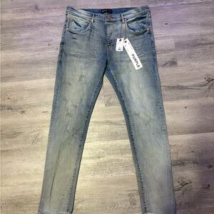 Purple Men's Faded Blue Skinny Jeans
